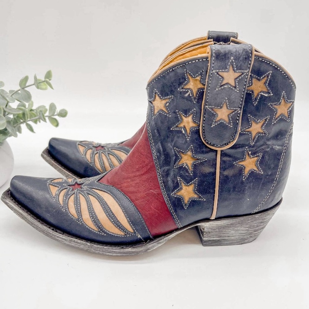 Old Gringo Boots Ankle Cowboy Western Leather American Flag with Stars 6.5 B